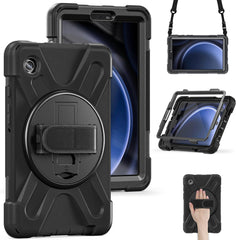 iCatchy Case for Samsung Galaxy Tab A9 8.7 Inch (SM-X110/X115/X117) Heavy Duty Rugged Shockproof Cover Built-in Screen Protector, 360 Degree Rotating Hand Strap Stand