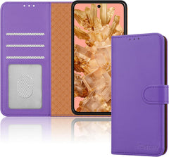 iCatchy for Google Pixel 8 Case Leather Wallet Book Flip Folio Stand View Magnetic Protect RFID Blocking Cover Compatible with Pixel 8 Phone