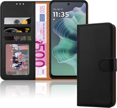 iCatchy for Motorola Moto G35 Case, Leather Wallet Book Flip Folio Kickstand Magnetic Protect RFID Blocking Wallet Cover for Motorola G35 Phone