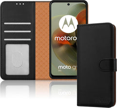 iCatchy for Motorola Moto G55 Case, Leather Wallet Book Flip Folio Kickstand Magnetic Protect RFID Blocking Cover compatible for Motorola G55 Phone