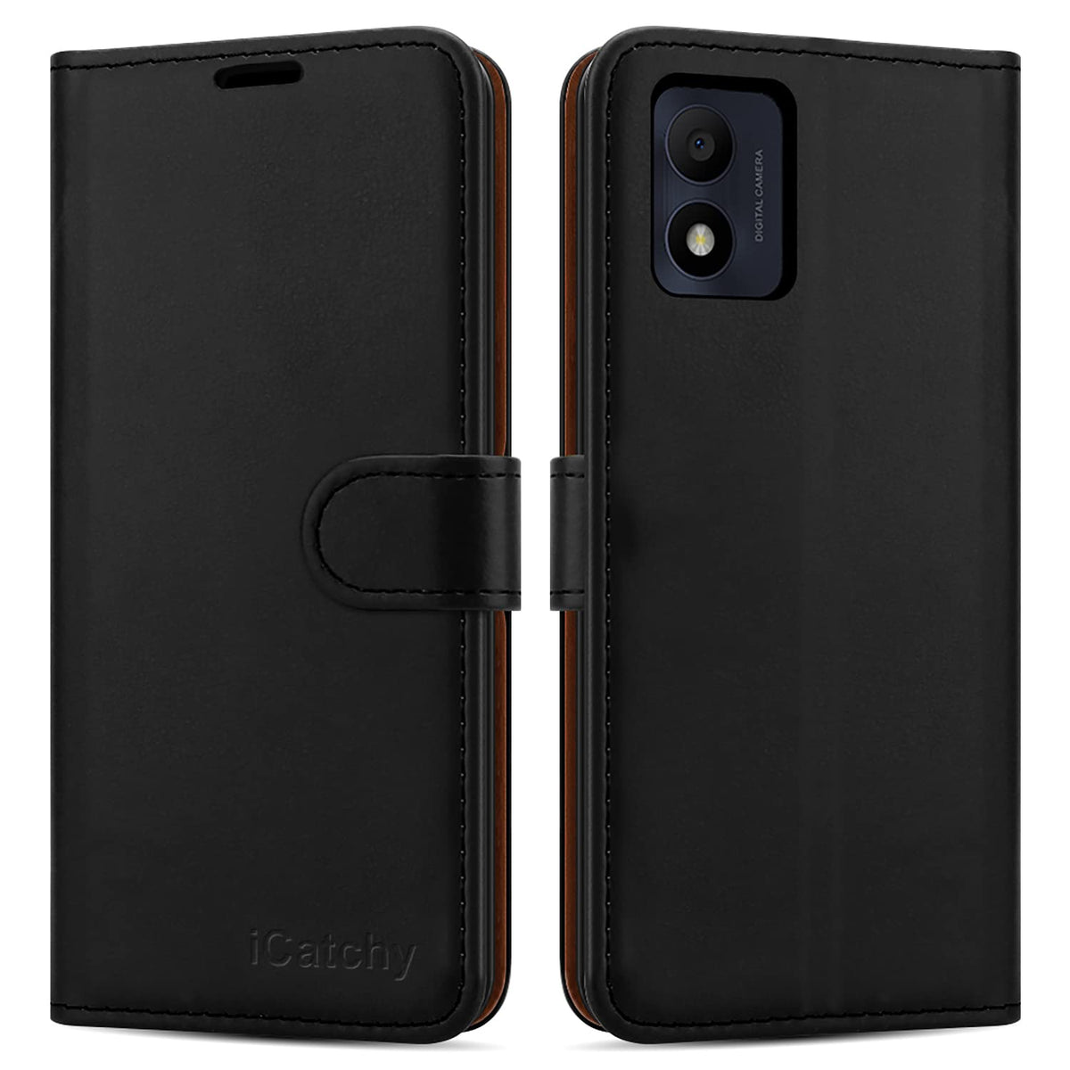 iCatchy for Alcatel 1B 2022 Case Leather Wallet Book Flip Folio Stand View Cover with Card Slots and Kickstand for Alcatel 1B 2022 Phone Cover image 0