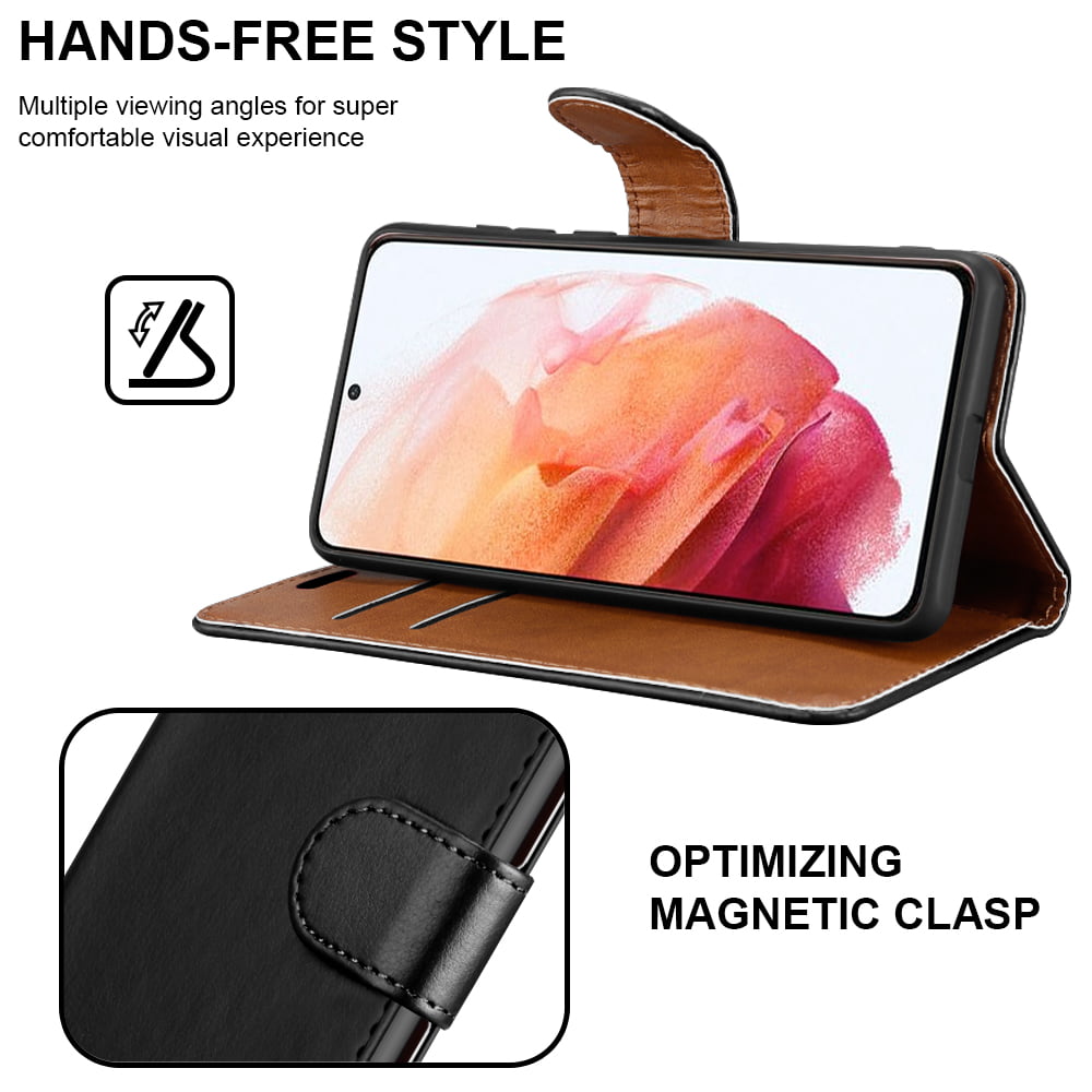 For Samsung Galaxy S22 Case Leather Wallet Book Flip Folio Stand View Magnetic Closure with Card Slots Cover image 5