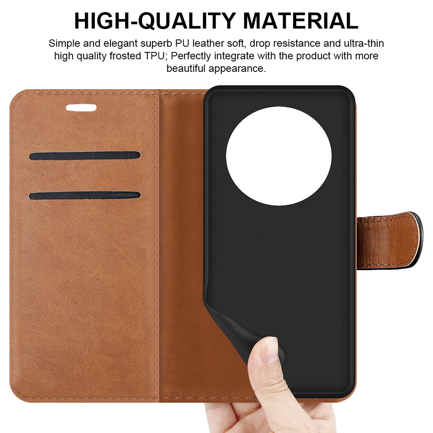 iCatchy for Honor Magic 4 Pro 5G Case Leather Wallet Book Flip Kickstand Card Slots Full Protection Folio Cover Compatible for Honor Magic 4 Pro 5G Phone image 2