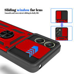 iCatchy Case for Motorola G06 / G06 Power With 2 Screen Protector Sliding Camera Cover Shockproof Heavy-duty Military Rugged Ring Holder Kickstand for Moto G06/G06 Power Phone