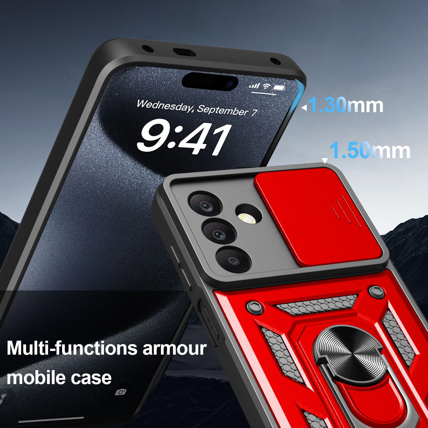 iCatchy Case for Samsung Galaxy A17 / A26 With 2 Screen Protector Sliding Camera Cover Shockproof Heavy-duty Military Rugged Ring Holder Kickstand