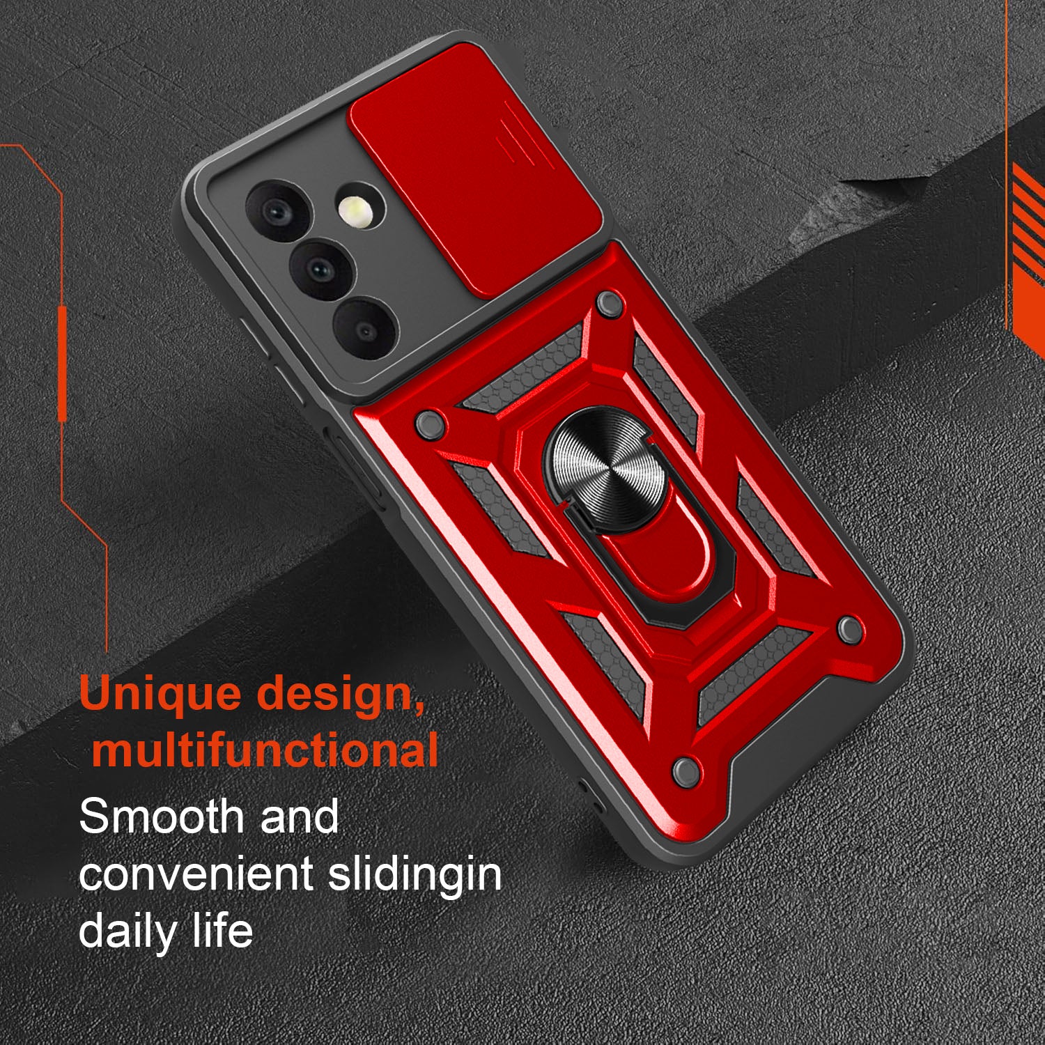 iCatchy Case for Samsung Galaxy A17 / A26 With 2 Screen Protector Sliding Camera Cover Shockproof Heavy-duty Military Rugged Ring Holder Kickstand