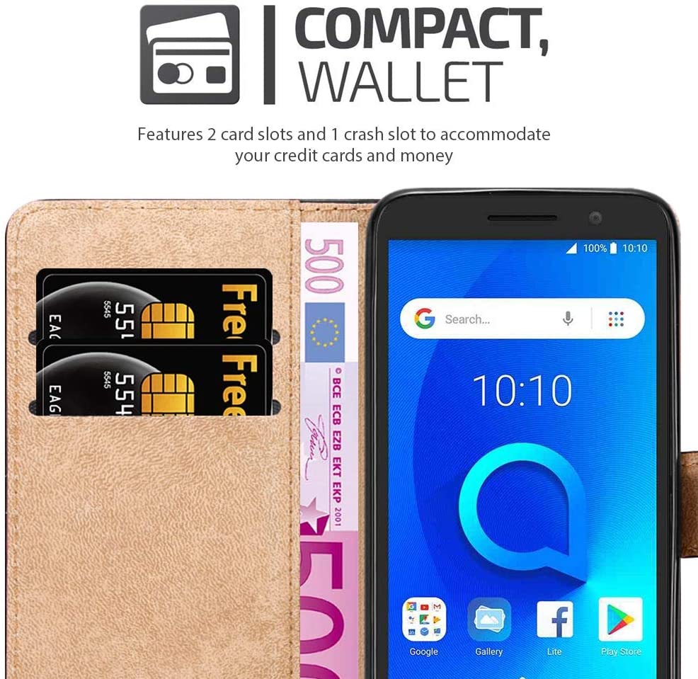 iCatchy For Alcatel 1 Case - Wallet Book [Stand View] Card Case Cover Premium Leather Folio Case for Alcatel 1 image 2
