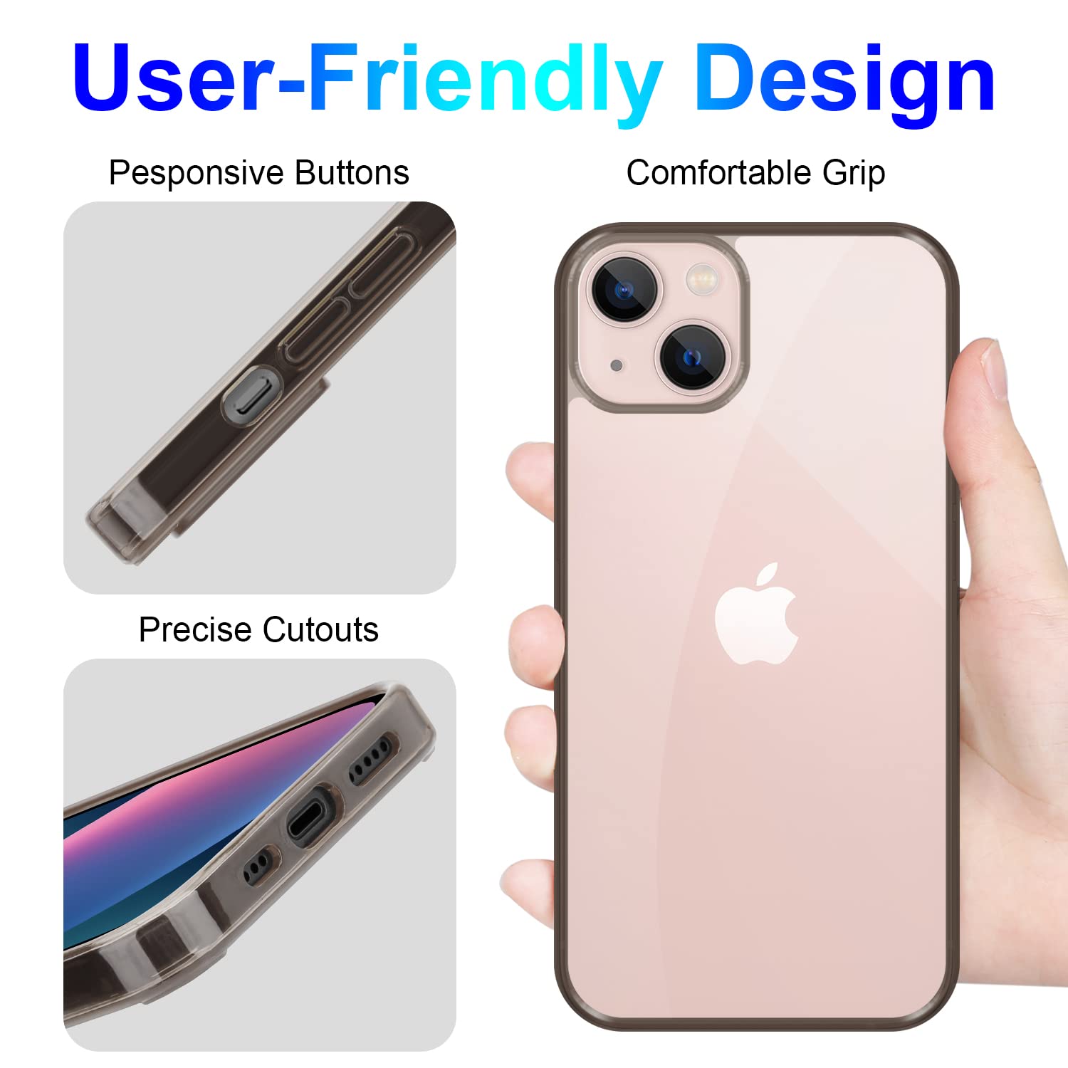iCatchy Case Compatible with iPhone 14 6.1-Inch, Shockproof Bumper Cover, Anti-Scratch Clear Back image 4
