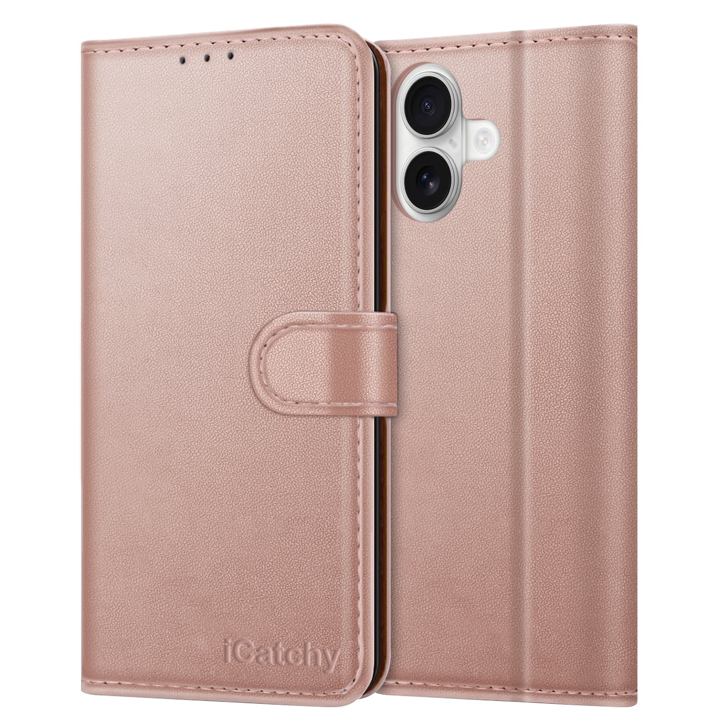 iCatchy for iPhone 17 Case with 3 Card Slots Leather Wallet Flip Book Magnetic Closure Kickstand Shockproof Protective Phone Cover compatible with iPhone 17