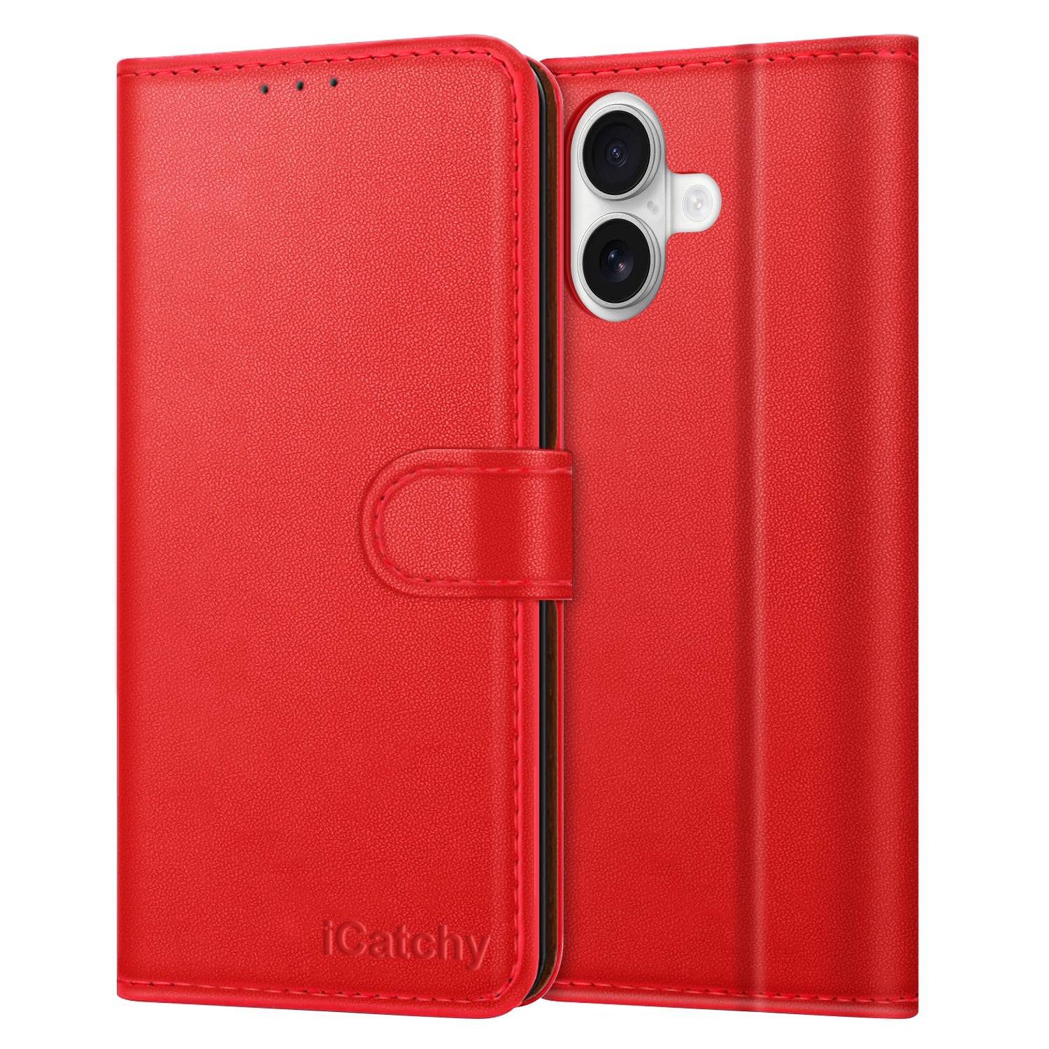 iCatchy for iPhone 17 Case with 3 Card Slots Leather Wallet Flip Book Magnetic Closure Kickstand Shockproof Protective Phone Cover compatible with iPhone 17