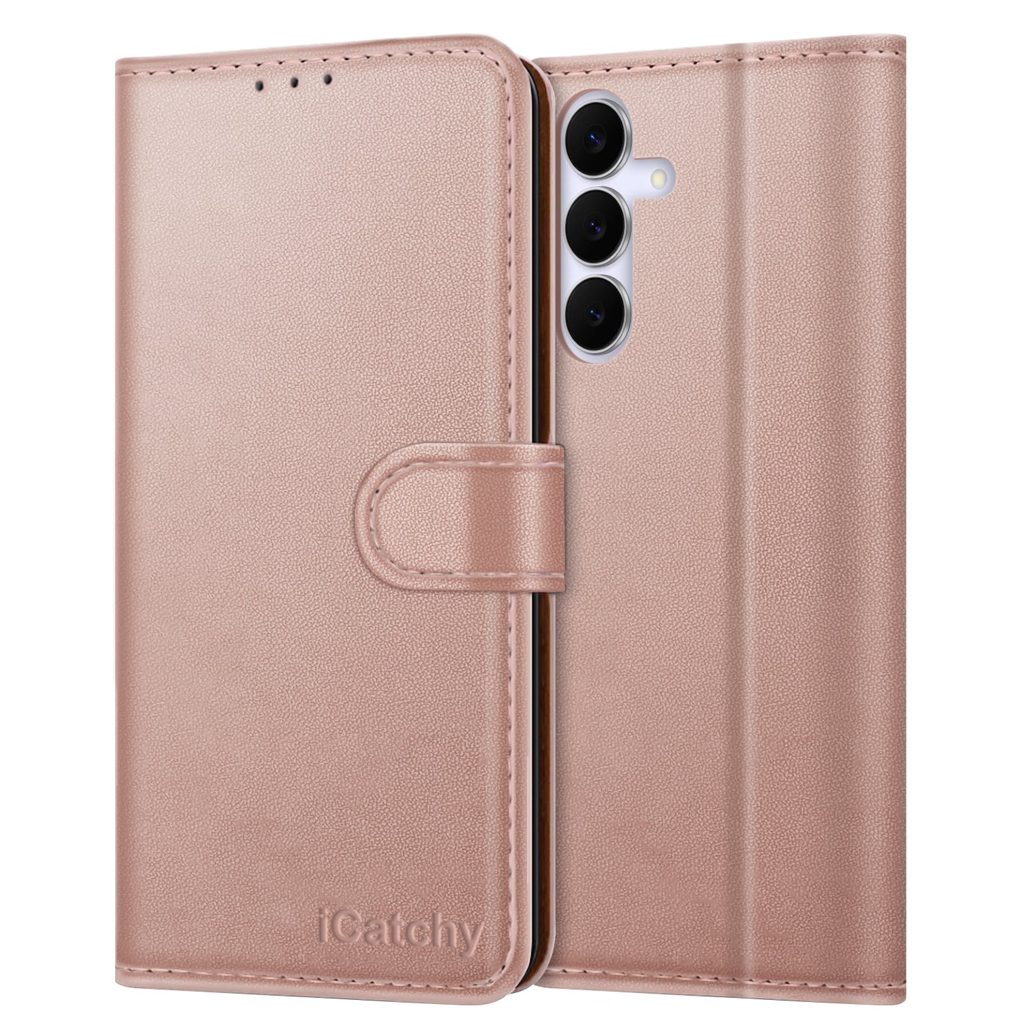 iCatchy for Samsung S25 FE Case with 4 Card Slots Leather Wallet Flip Book Magnetic Closure Kickstand Shockproof Protective Phone Cover compatible with Galaxy S25 FE