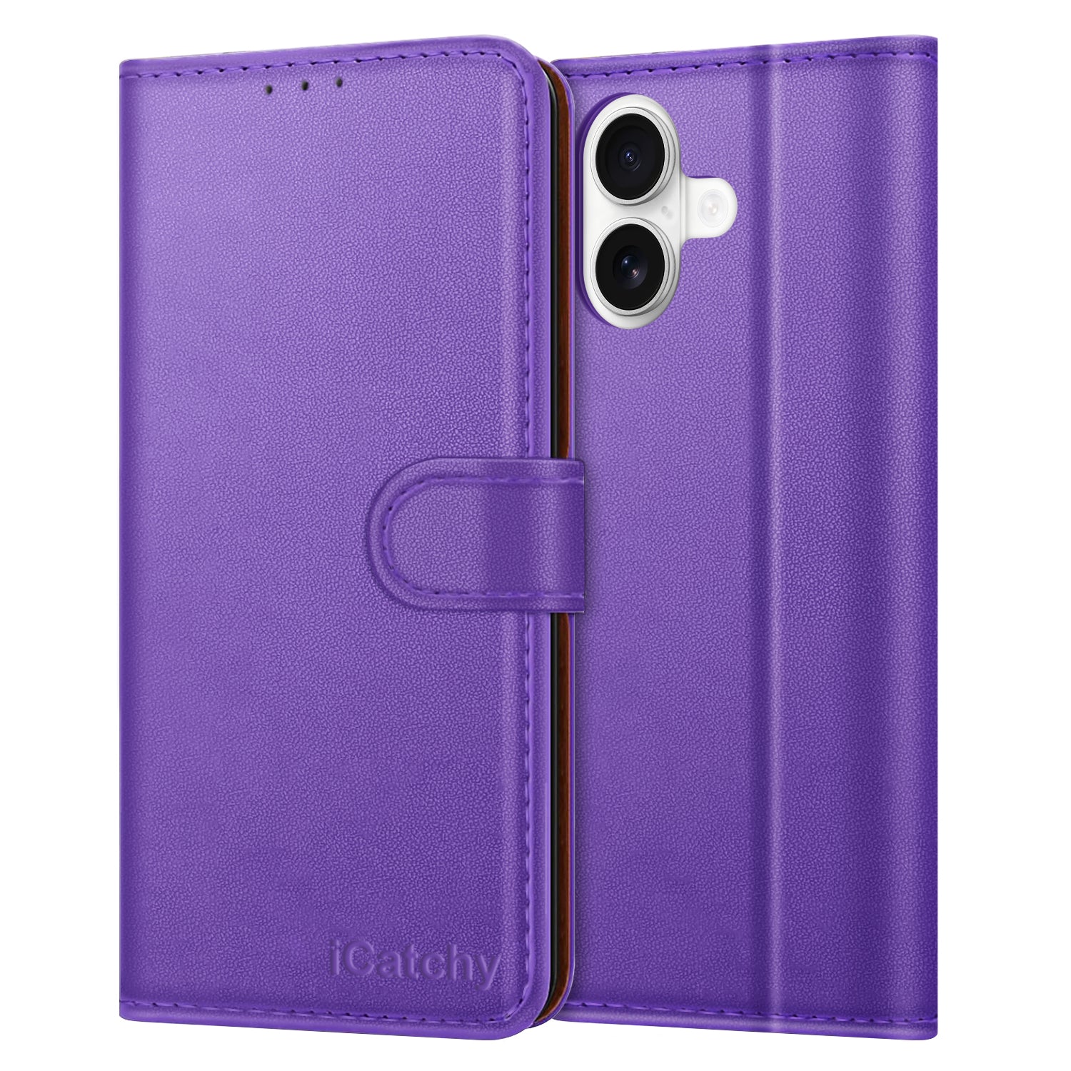 iCatchy for iPhone 17 Case with 3 Card Slots Leather Wallet Flip Book Magnetic Closure Kickstand Shockproof Protective Phone Cover compatible with iPhone 17