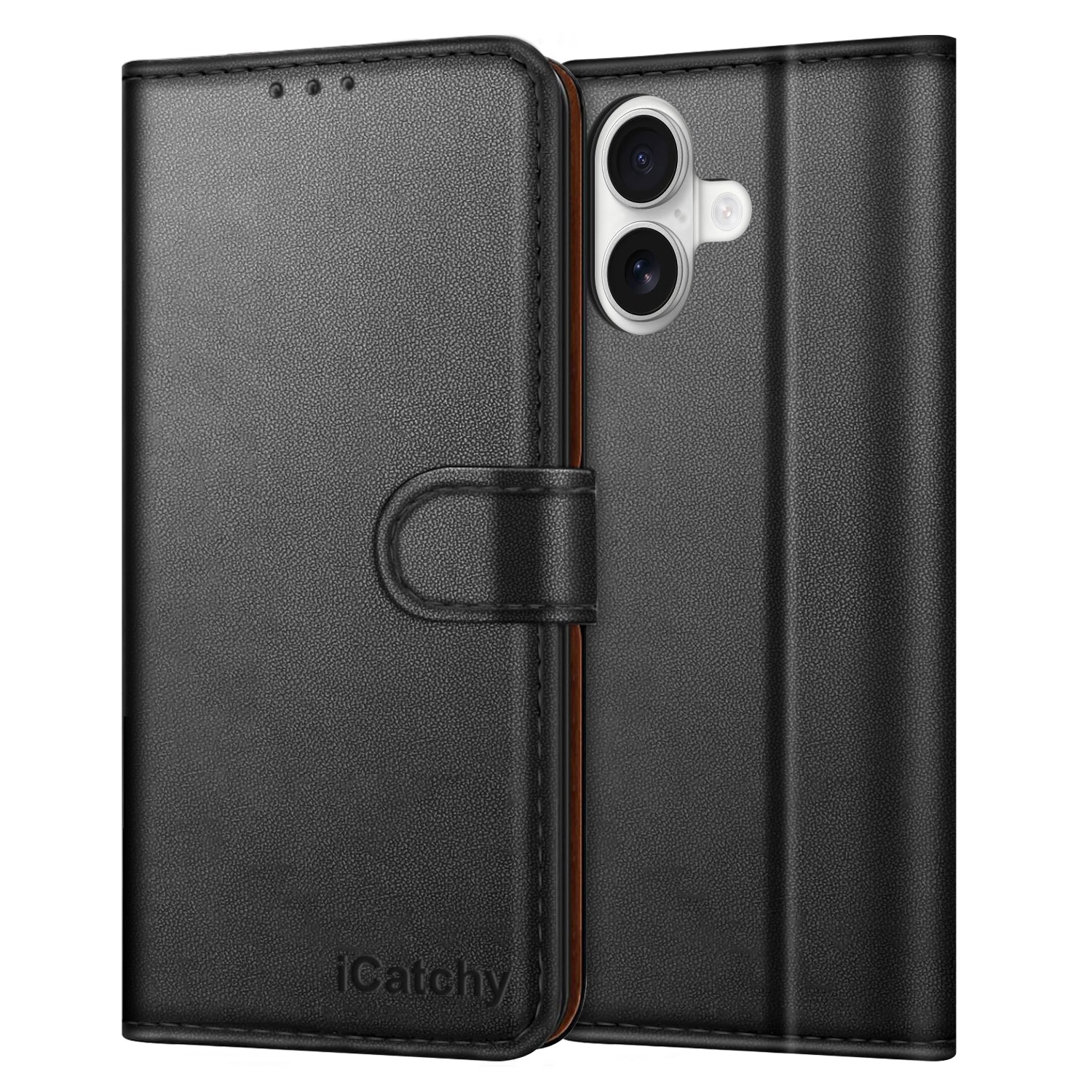 iCatchy for iPhone 17 Case with 3 Card Slots Leather Wallet Flip Book Magnetic Closure Kickstand Shockproof Protective Phone Cover compatible with iPhone 17