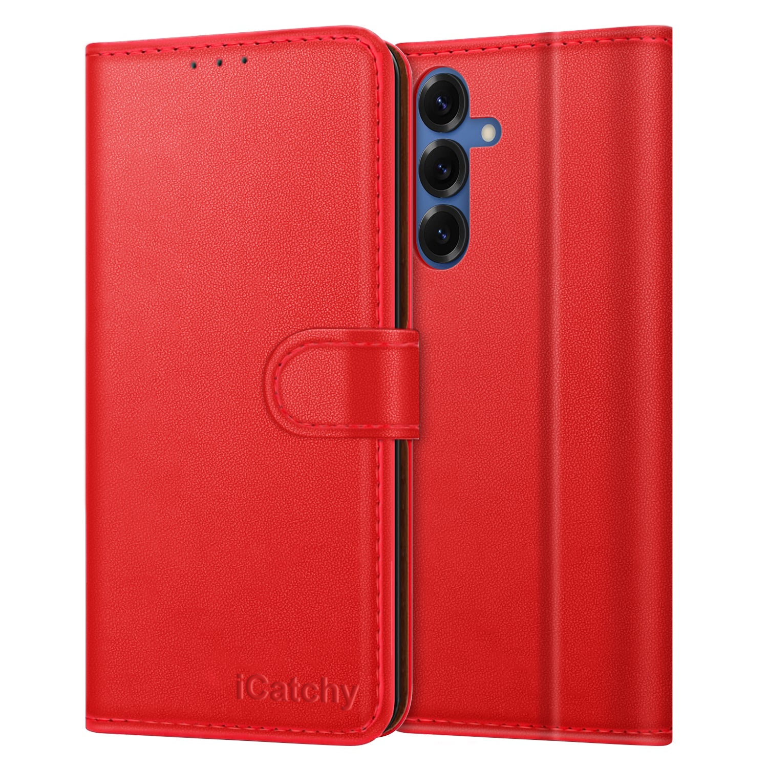 iCatchy for Samsung A17 5G Case with 4 Card Slots Leather Wallet Flip Book Magnetic Closure Kickstand Shockproof Protective Phone Cover compatible with Galaxy A17
