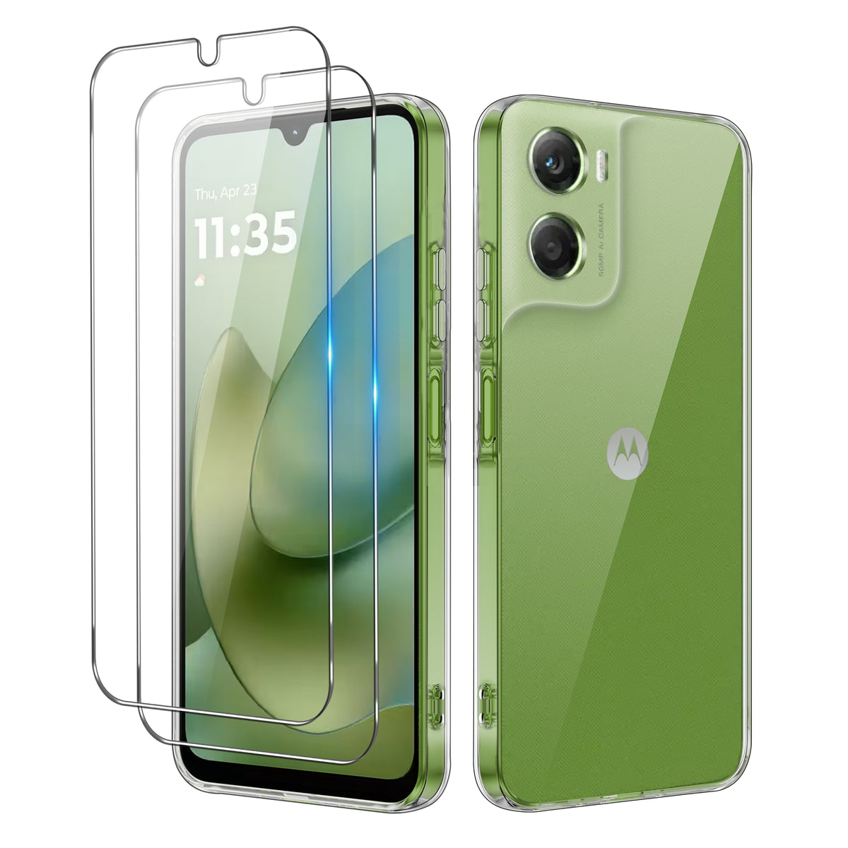 iCatchy Case for Motorola Moto G06 / G06 Power, Shockproof Transparent Back Phone Cover with 2-Pack Tempered Glass Screen Protector, Anti-Scratch Bumper Clear Back (Clear)