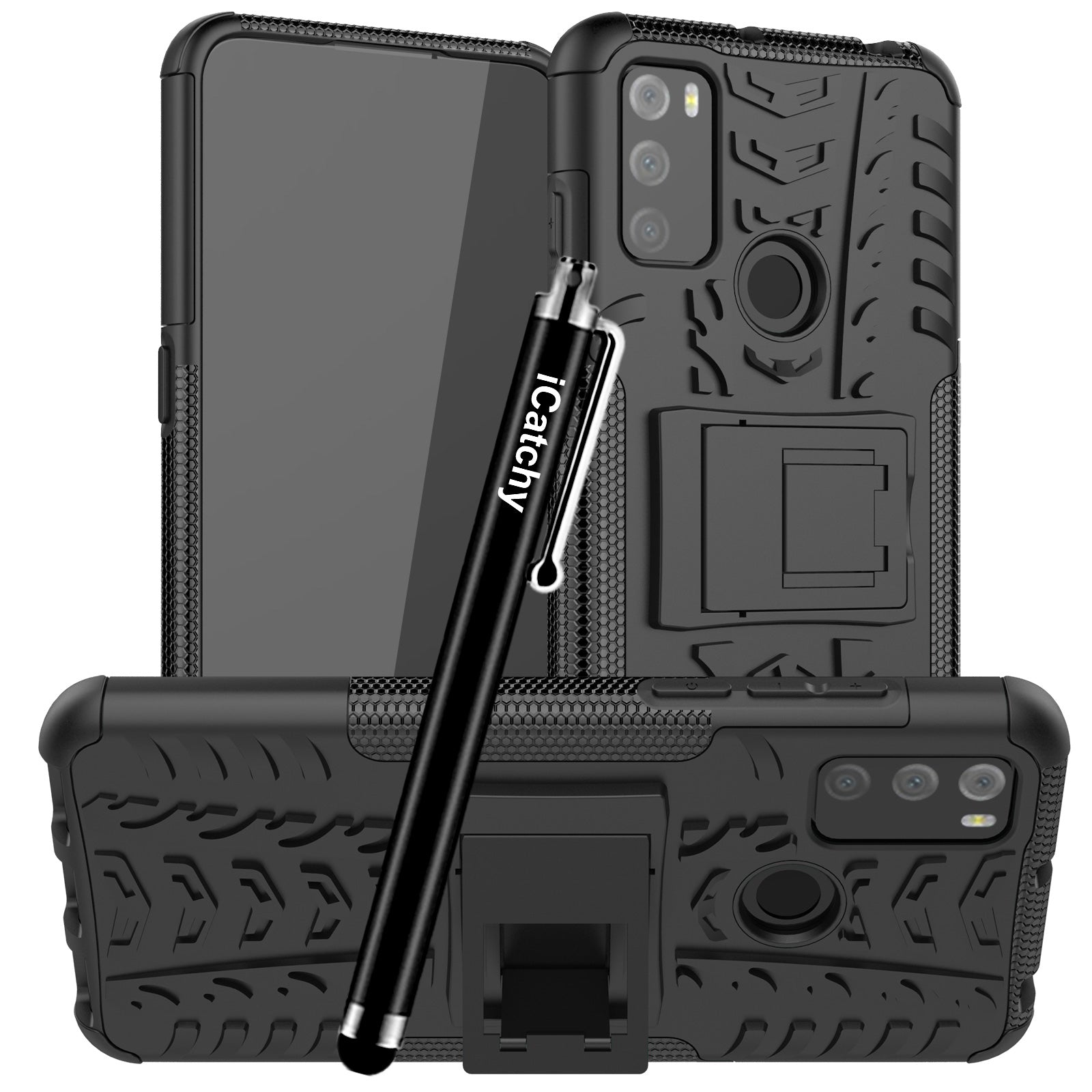 iCatchy for Alcatel 1S 2021 / 3L 2021 Case Heavy Duty Hard Tough Dual Layer Hybrid Shockproof kickstand Cover