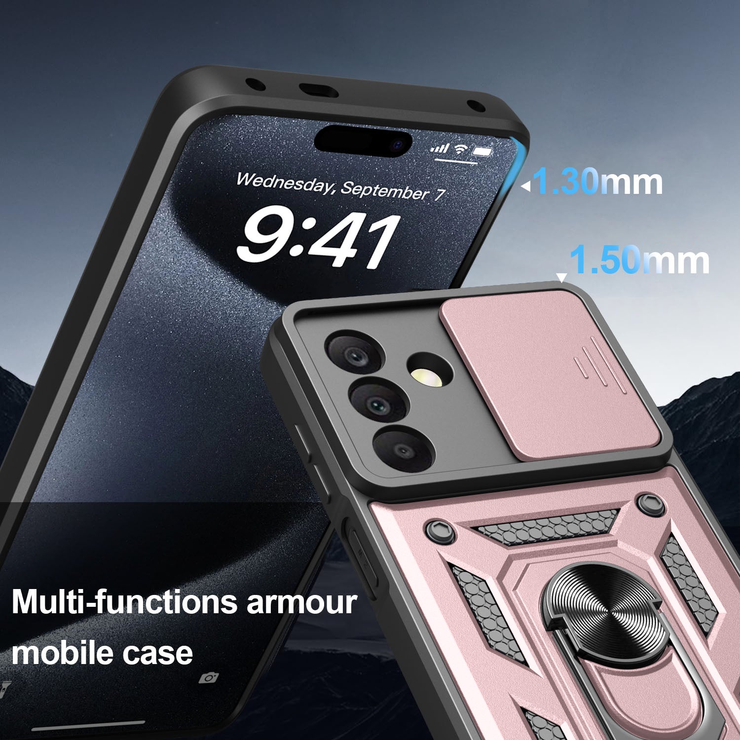 iCatchy Case for Samsung Galaxy A17 / A26 With 2 Screen Protector Sliding Camera Cover Shockproof Heavy-duty Military Rugged Ring Holder Kickstand