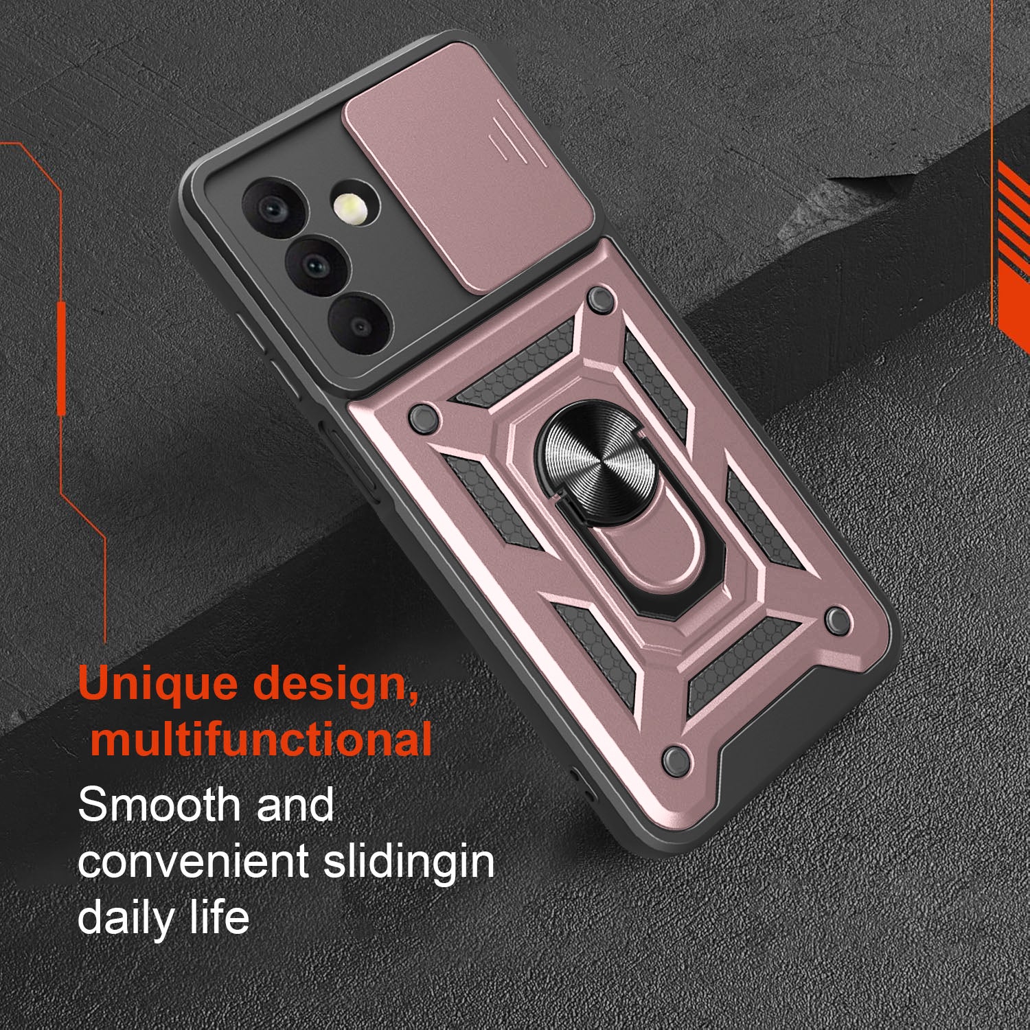 iCatchy Case for Samsung Galaxy A17 / A26 With 2 Screen Protector Sliding Camera Cover Shockproof Heavy-duty Military Rugged Ring Holder Kickstand