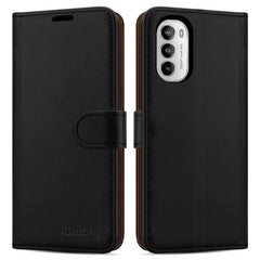 iCatchy for Motorola Moto G82 / G52 Case Leather Wallet Book Flip Kickstand Card Slots Full Protection Folio Cover Compatible for Moto G82 / G52 Phone image 0