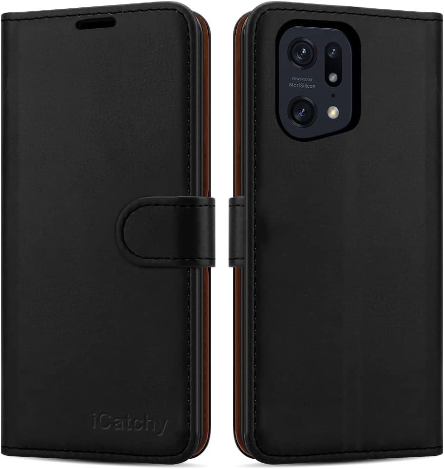 iCatchy for OPPO Find X5 Pro 5G Case Leather Wallet Book Flip Folio Stand View Cover Magnetic Closure with Card Slots and Kickstand Cover Compatible with OPPO Find X5 Pro 5G Phone image 1