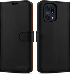 iCatchy for OPPO Find X5 Pro 5G Case Leather Wallet Book Flip Folio Stand View Cover Magnetic Closure with Card Slots and Kickstand Cover Compatible with OPPO Find X5 Pro 5G Phone image 1
