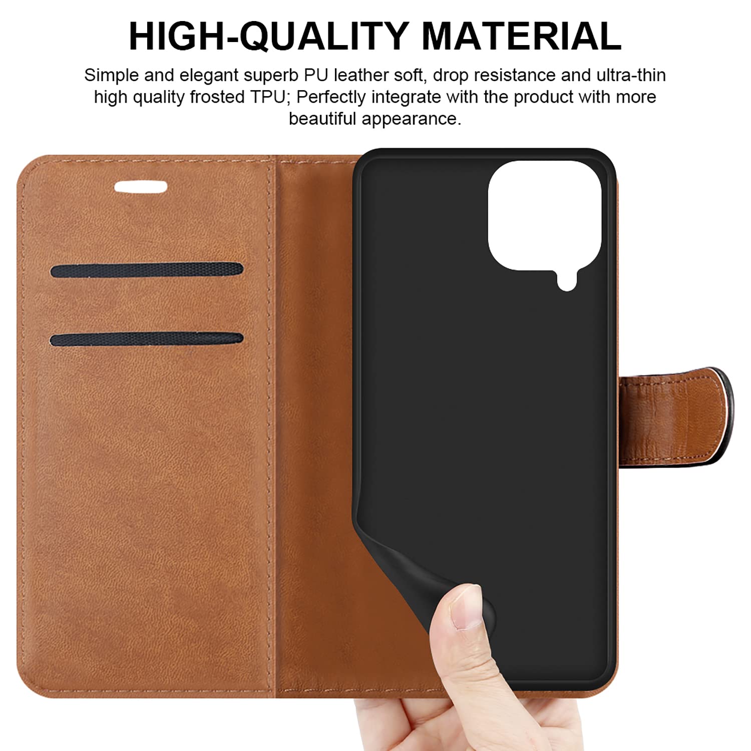 iCatchy for Samsung Galaxy M53 Case Leather Wallet Book Flip Folio Stand View Cover with Card Slots and Kickstand for Samsung Galaxy M53 Phone Cover image 2