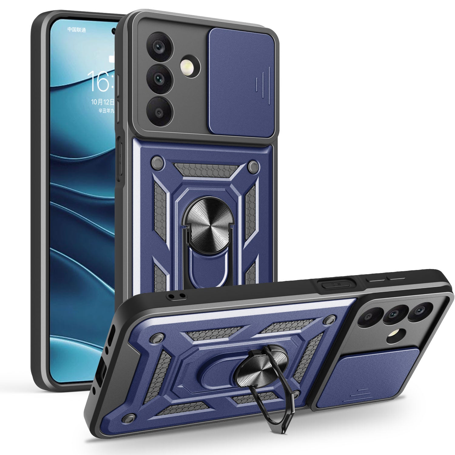 iCatchy Case for Samsung Galaxy A17 / A26 With 2 Screen Protector Sliding Camera Cover Shockproof Heavy-duty Military Rugged Ring Holder Kickstand