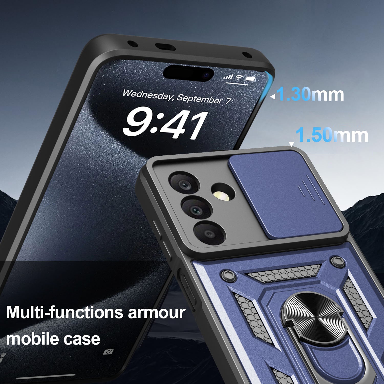 iCatchy Case for Samsung Galaxy A17 / A26 With 2 Screen Protector Sliding Camera Cover Shockproof Heavy-duty Military Rugged Ring Holder Kickstand