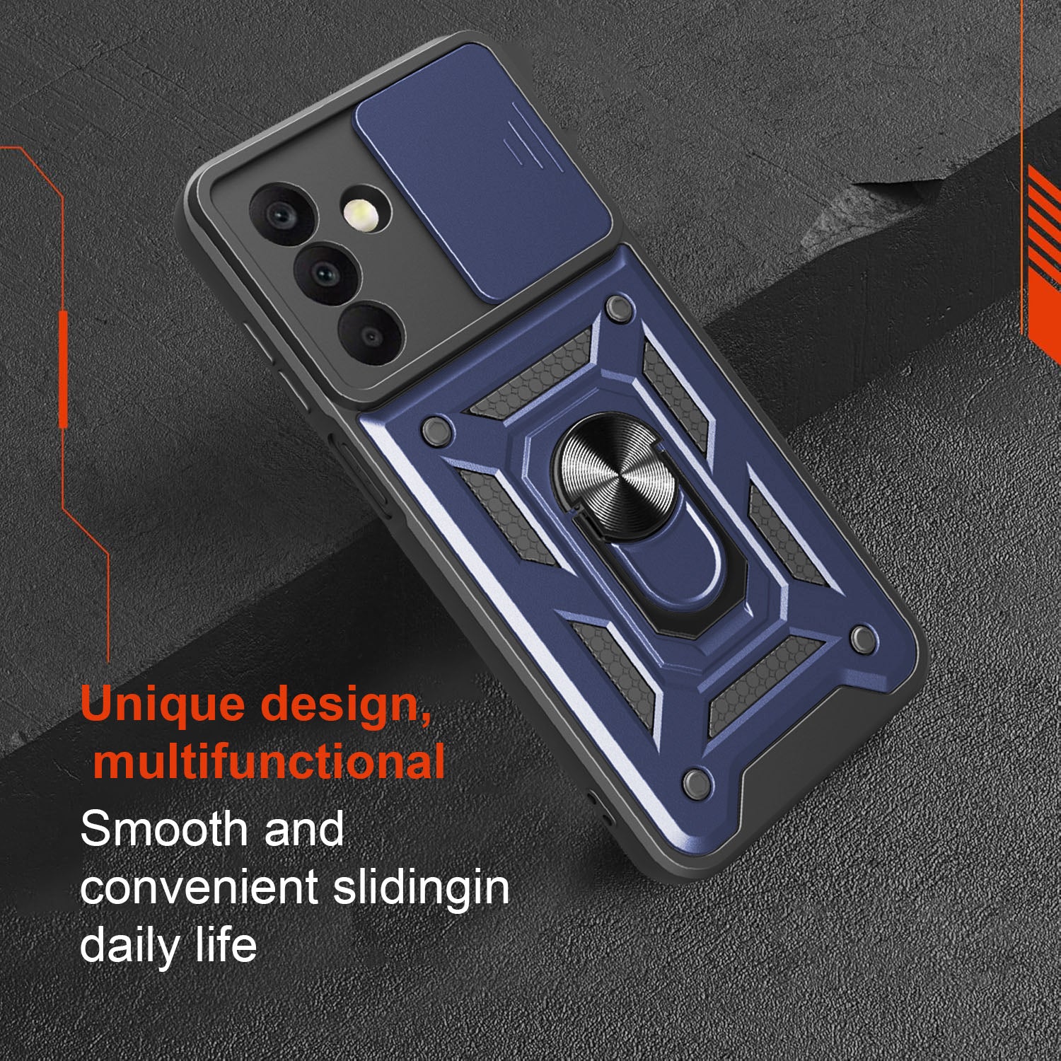 iCatchy Case for Samsung Galaxy A17 / A26 With 2 Screen Protector Sliding Camera Cover Shockproof Heavy-duty Military Rugged Ring Holder Kickstand
