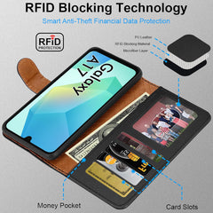iCatchy for Samsung A17 5G Case with 4 Card Slots Leather Wallet Flip Book Magnetic Closure Kickstand Shockproof Protective Phone Cover compatible with Galaxy A17