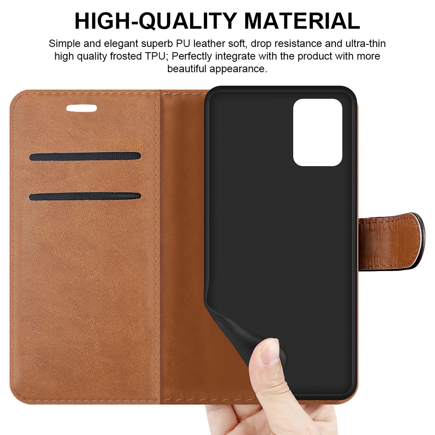 iCatchy for Alcatel 1B 2022 Case Leather Wallet Book Flip Folio Stand View Cover with Card Slots and Kickstand for Alcatel 1B 2022 Phone Cover image 2