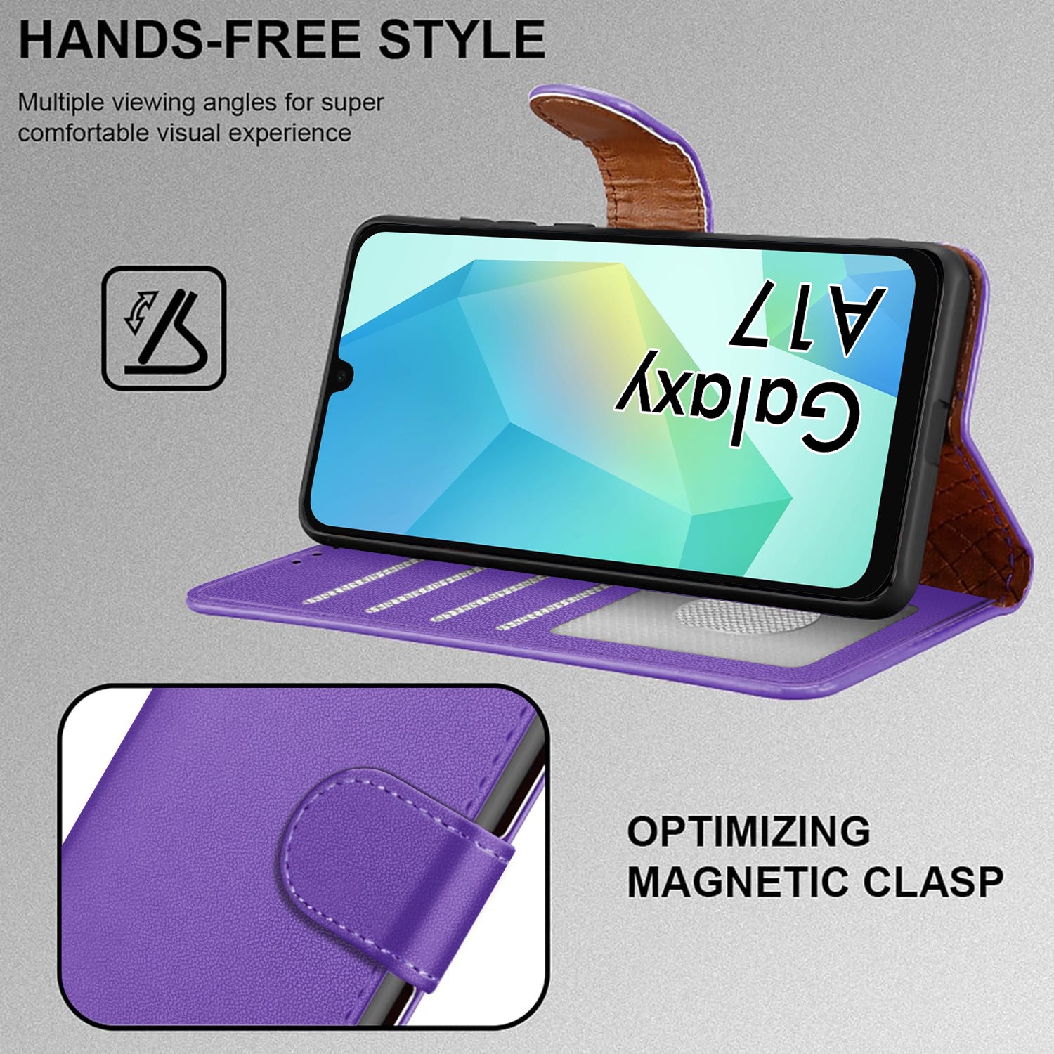 iCatchy for Samsung A17 5G Case with 4 Card Slots Leather Wallet Flip Book Magnetic Closure Kickstand Shockproof Protective Phone Cover compatible with Galaxy A17