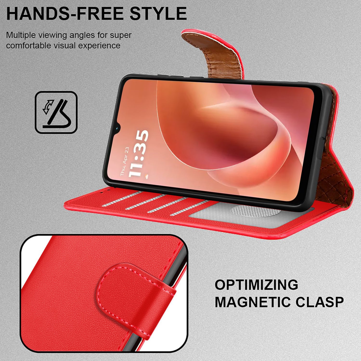 For Motorola G06 Case with 4 Card Slots Leather Wallet Flip RFID Magnetic Cover