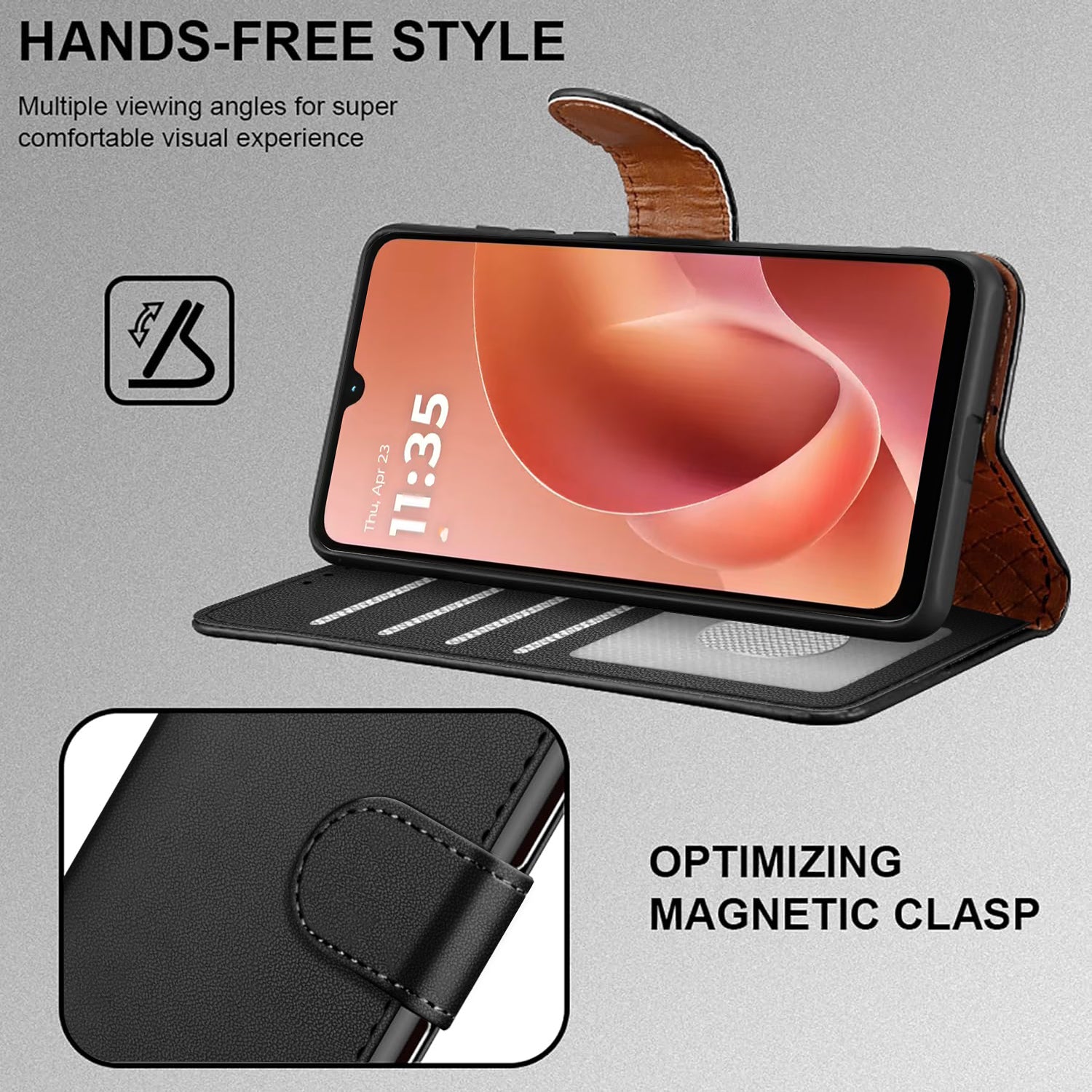 For Motorola G06 Case with 4 Card Slots Leather Wallet Flip RFID Magnetic Cover