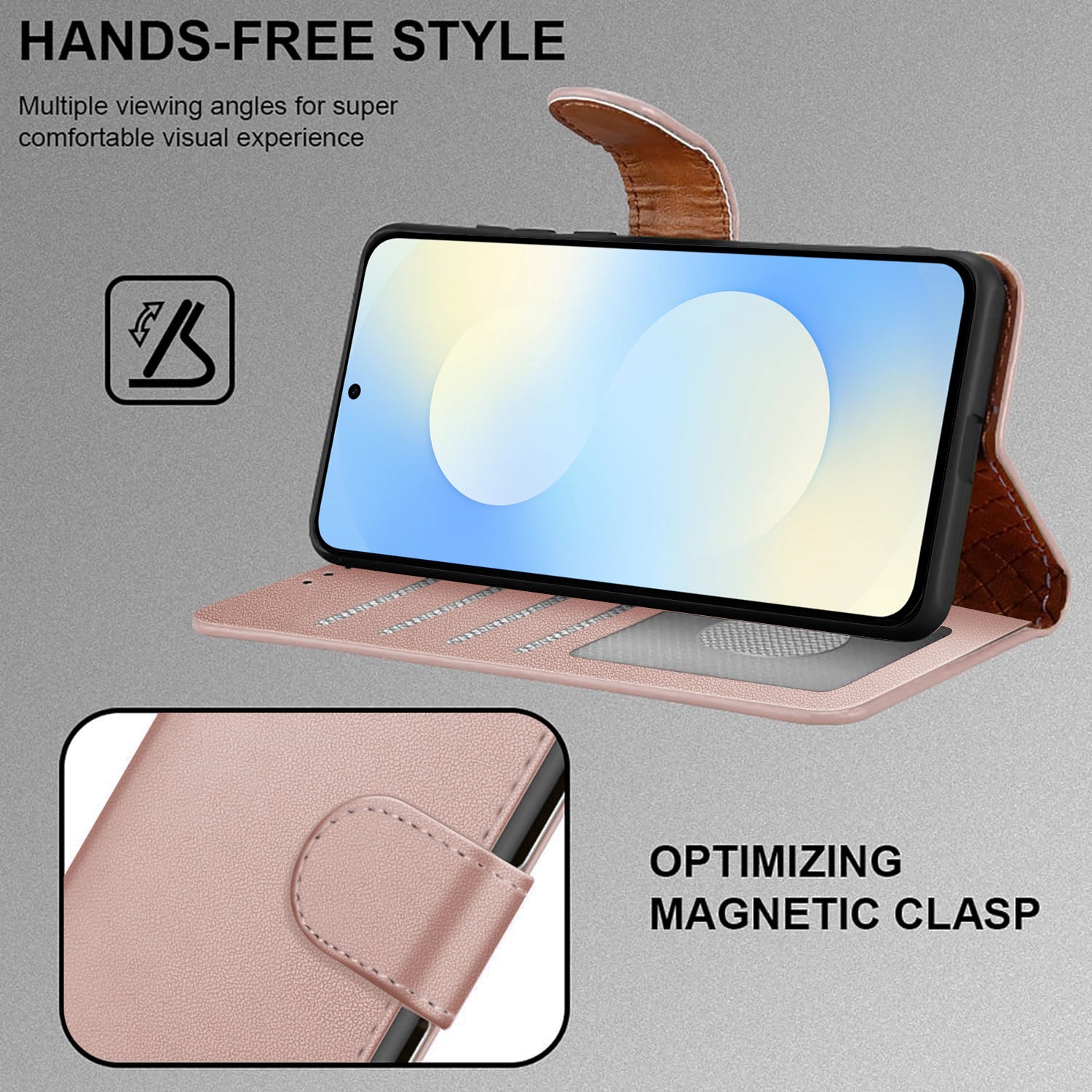 iCatchy for Samsung S25 FE Case with 4 Card Slots Leather Wallet Flip Book Magnetic Closure Kickstand Shockproof Protective Phone Cover compatible with Galaxy S25 FE