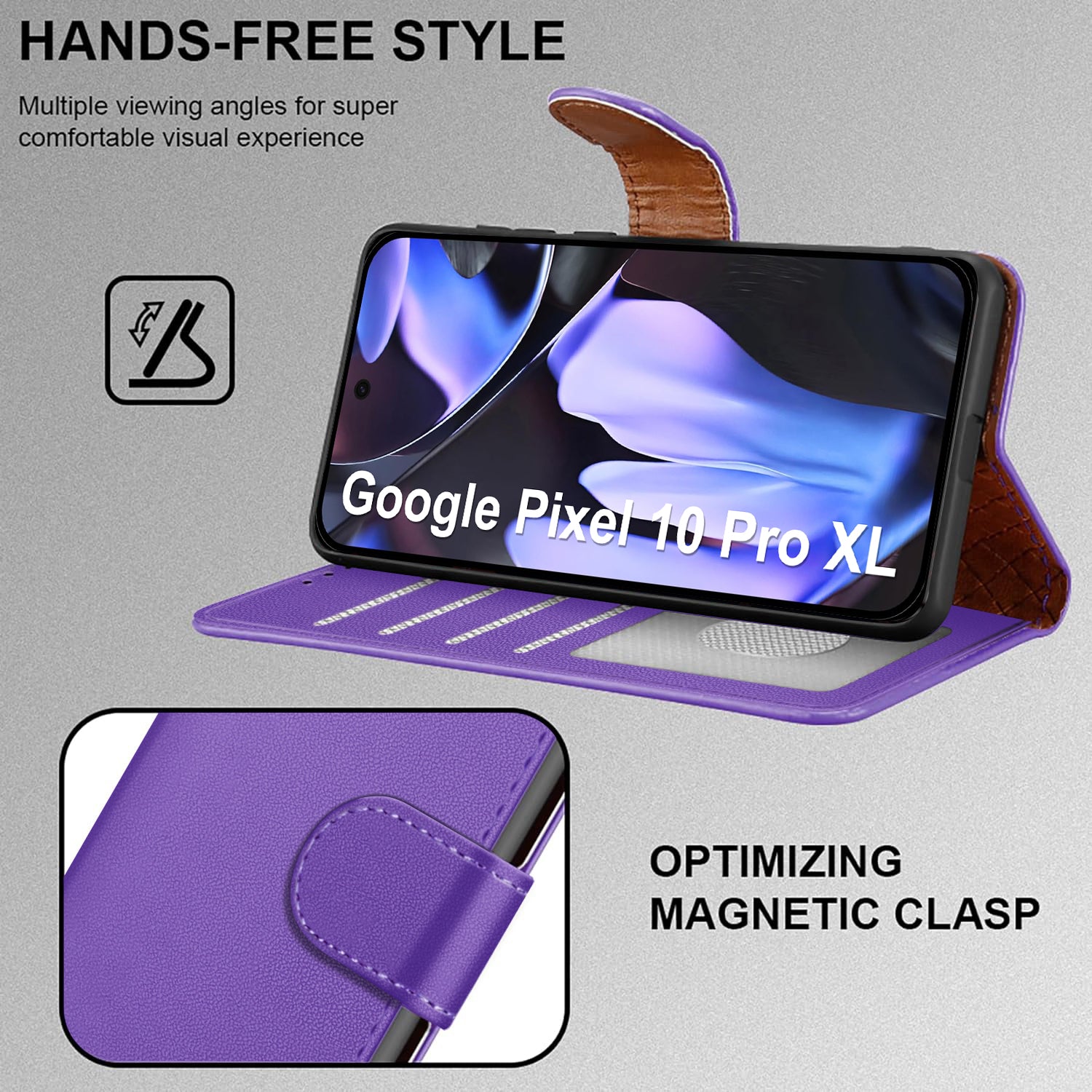 Case for Google 10 / 10 Pro with 4 Card Slots Leather Wallet Flip Book Magnetic Closure Kickstand Shockproof Protective Phone Cover compatible with Pixel 10 / 10 Pro