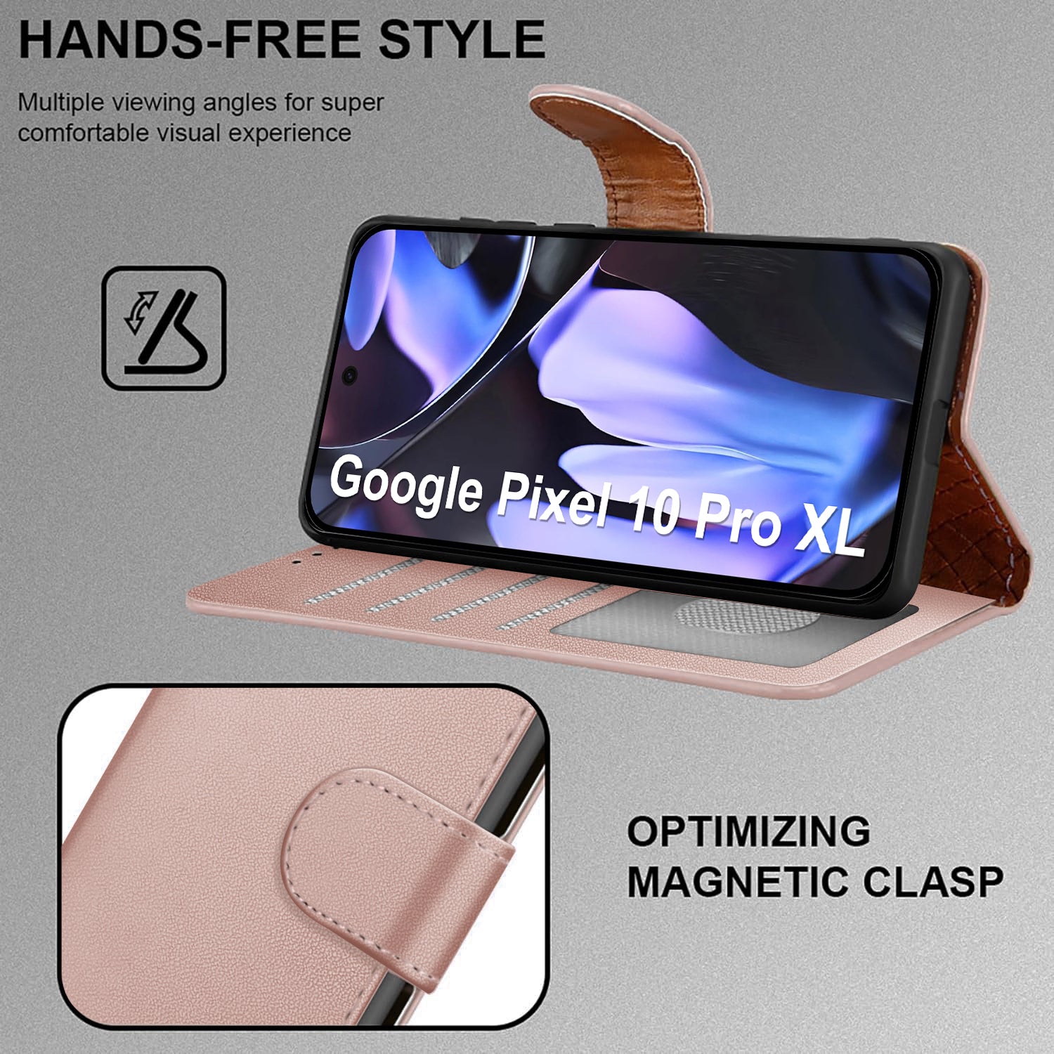 Case for Google 10 / 10 Pro with 4 Card Slots Leather Wallet Flip Book Magnetic Closure Kickstand Shockproof Protective Phone Cover compatible with Pixel 10 / 10 Pro