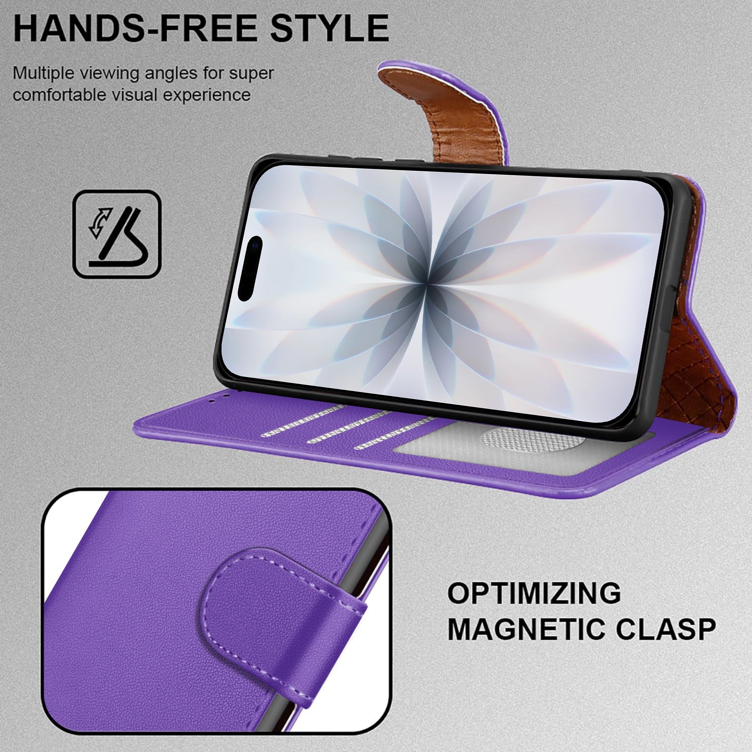 iCatchy for iPhone 17 Case with 3 Card Slots Leather Wallet Flip Book Magnetic Closure Kickstand Shockproof Protective Phone Cover compatible with iPhone 17