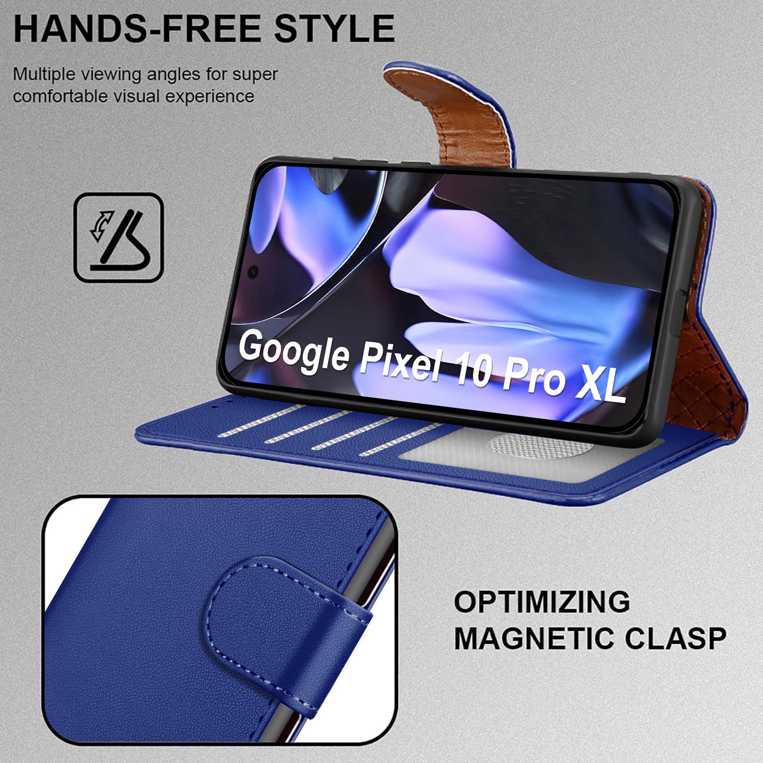 Case for Google 10 / 10 Pro with 4 Card Slots Leather Wallet Flip Book Magnetic Closure Kickstand Shockproof Protective Phone Cover compatible with Pixel 10 / 10 Pro