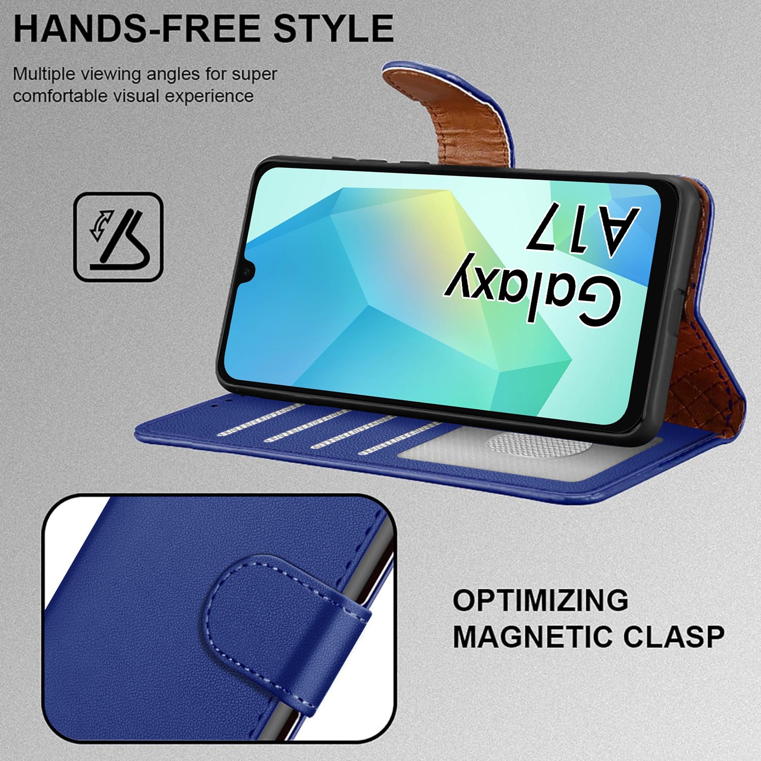 iCatchy for Samsung A17 5G Case with 4 Card Slots Leather Wallet Flip Book Magnetic Closure Kickstand Shockproof Protective Phone Cover compatible with Galaxy A17
