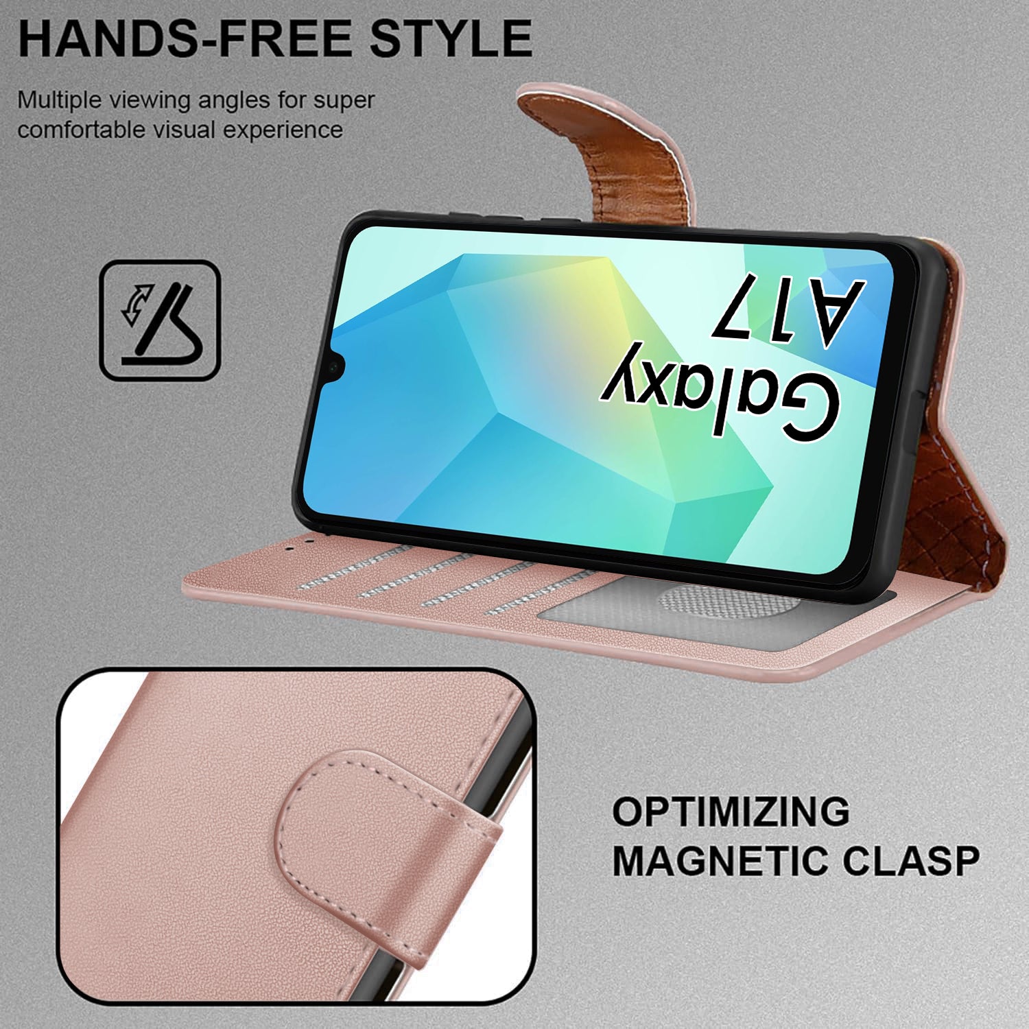 iCatchy for Samsung A17 5G Case with 4 Card Slots Leather Wallet Flip Book Magnetic Closure Kickstand Shockproof Protective Phone Cover compatible with Galaxy A17