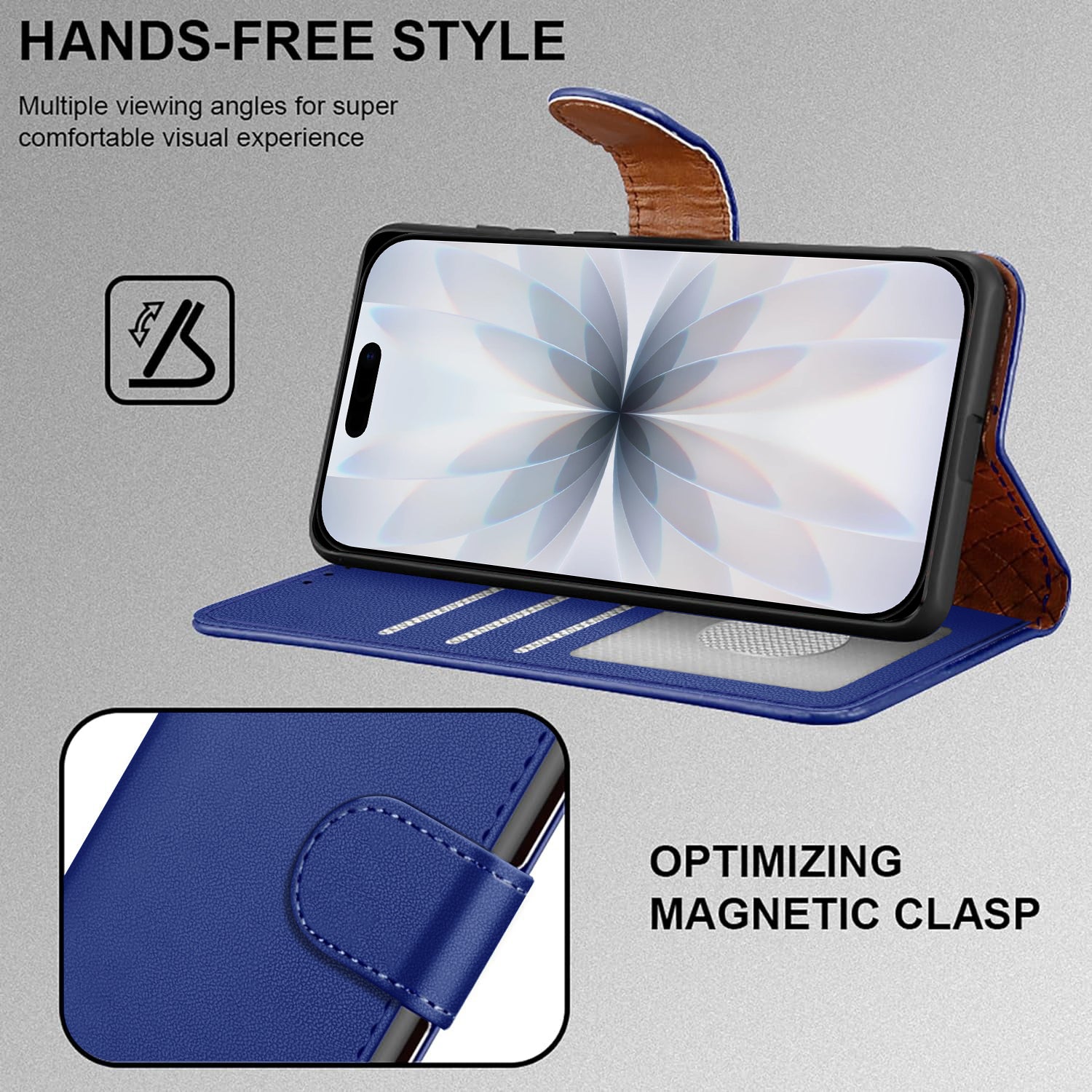 iCatchy for iPhone 17 Case with 3 Card Slots Leather Wallet Flip Book Magnetic Closure Kickstand Shockproof Protective Phone Cover compatible with iPhone 17