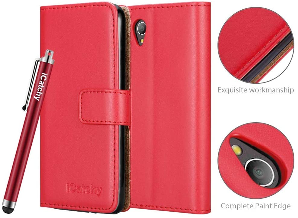iCatchy For Alcatel 1 Case - Wallet Book [Stand View] Card Case Cover Premium Leather Folio Case for Alcatel 1