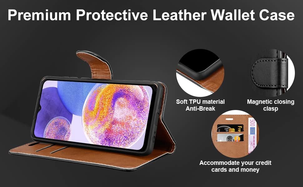 iCatchy for Samsung Galaxy M23 Case Leather Wallet Book Flip Folio Stand View Cover with Card Slots and Kickstand for Samsung Galaxy M23 Phone Cover