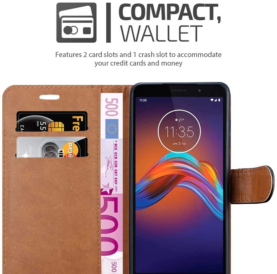 iCatchy For Moto E6 Play Case Leather Wallet Book Flip Folio Stand View Pouch Compatible with Motorola Moto E6 Play Phone Cover image 4