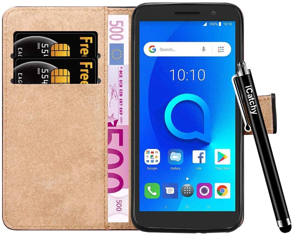 iCatchy For Alcatel 1 Case - Wallet Book [Stand View] Card Case Cover Premium Leather Folio Case for Alcatel 1 image 3