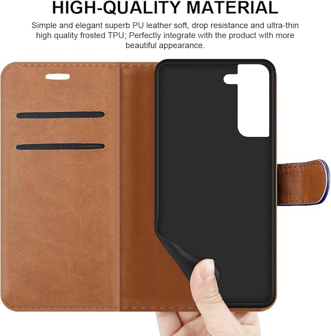 For Samsung Galaxy S21 Case Leather Wallet Flip Stand View Cover with Card Slots Compatible with Galaxy S21 (6.2'') Phone Cover