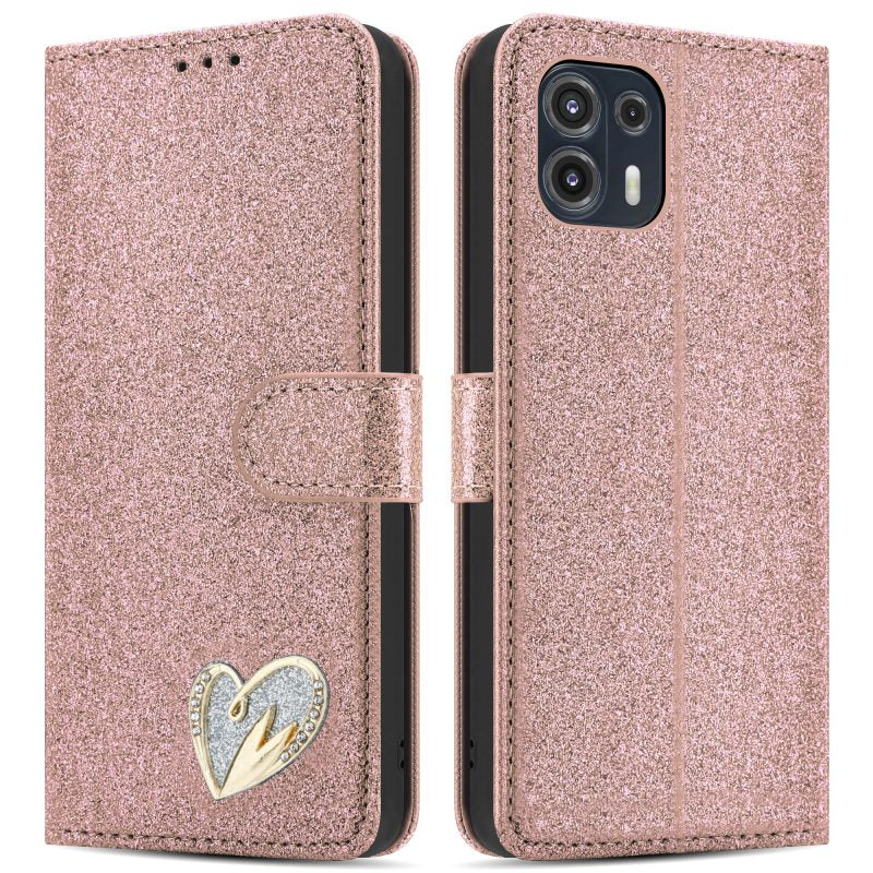 iCatchy for Motorola Edge 20 Pro Gliter Case Shiny Leather Bling Wallet Book Flip Folio Stand View Magnetic Closure with Card Slots for Motorola Edge 20 Pro Phone Cover image 0