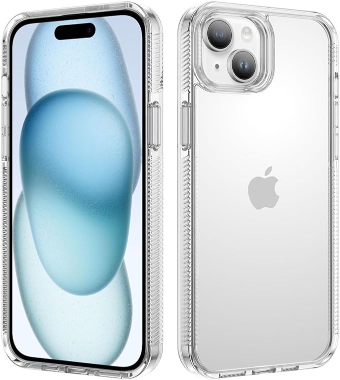iCatchy for iPhone 15 Case 6.1-Inch, Shockproof Bumper Phone Cover, Anti-Yellowing Clear Back Compatible with iPhone 15