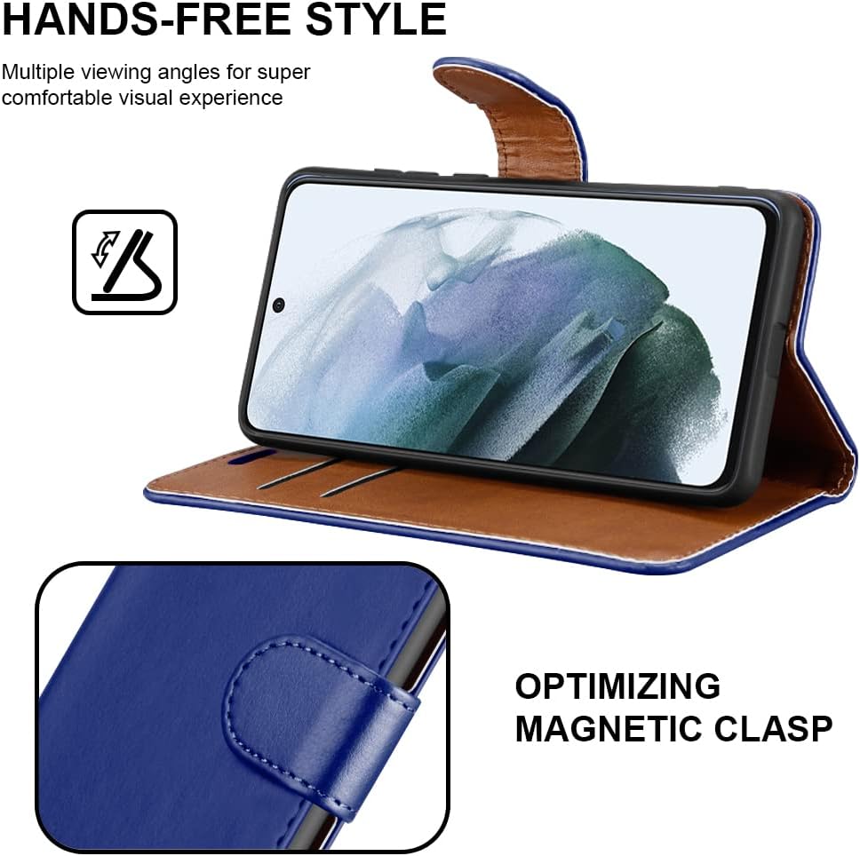 For Samsung Galaxy S21 Case Leather Wallet Flip Stand View Cover with Card Slots Compatible with Galaxy S21 (6.2'') Phone Cover